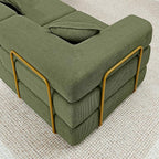 108" Oversized Convertible Sleeper Sofa Bed, Corduroy L Shape Sectional Couch, Folding Sofa Bed with Side Pocket, Modern Cloud Floor Mattress Couch, Modular Sofa for Living Room, Green