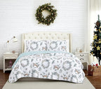 Southshore Fine Living, Inc. Happy Holidays Christmas Holiday Soft Bedding Set 3-Piece Oversized Quilt Set with Quilted Shams, Full/Queen