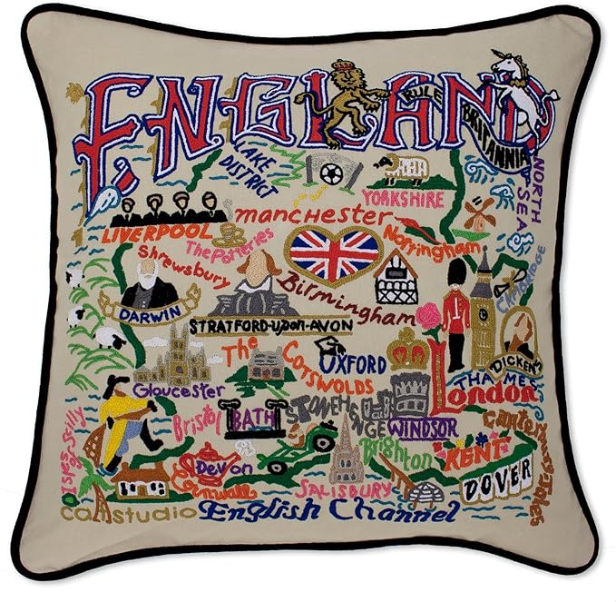 Catstudio England Embroidered Decorative Throw Pillow