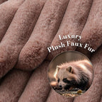 Amélie Home Faux Fur Throw Blanket for Couch, Ultra Cozy Fuzzy Fluffy Fur Luxurious Soft Striped Plush Gift Blankets for Family Sofa Chair Bed Living Room Bedroom, 60"x80", Ionic Fox Brown