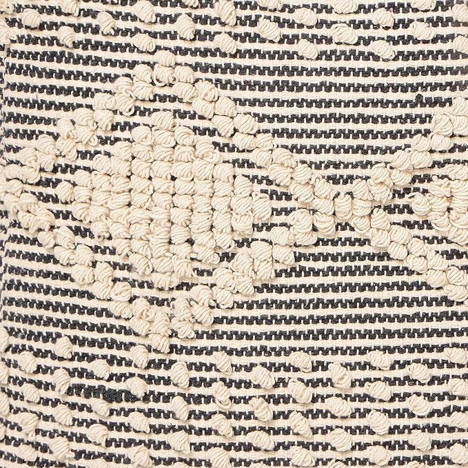 REDEARTH · Tufted Pouf Ottoman with Filler Textured Storage Cube Bean Bag Pouffe Footrest for Living Room, Bedroom, Nursery, Kidsroom; 100% Cotton (17.5"X17.5"X17.5", Cube Diamond Medley Gray)