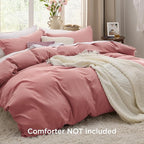 Bedsure Pink Clay Duvet Cover Twin/Twin XL Size - 2 Pieces Prewashed Cotton-Like Extra Soft Bedding Set, Includes 1 Twin Duvet Cover 68x90 Inches with Zipper Closure & 1 Pillow Sham, No Comforter