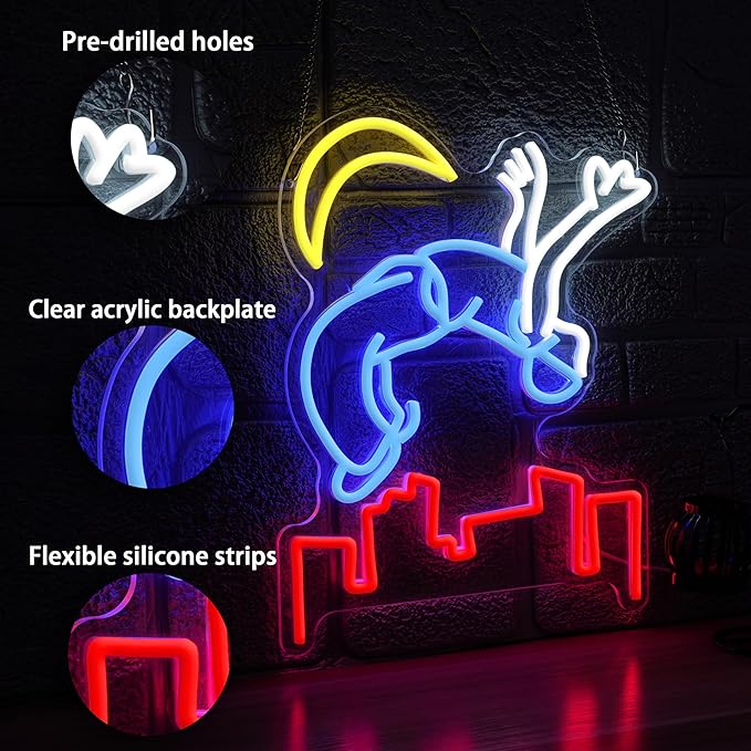 Parkour Sport Neon Sign for Wall Decor, Led Inspirational Sign Sport Neon Light for Classroom Man Cave Gym(15.75 * 12.6In)
