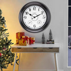 CLXEAST 24 Inch LED Self-Illuminated Outdoor Metal Clocks Waterproof, Large Lighted Outdoor Clock with Temperature and Humidity,House Warming Gifts New Home,Oil Rubbed Bronze Black