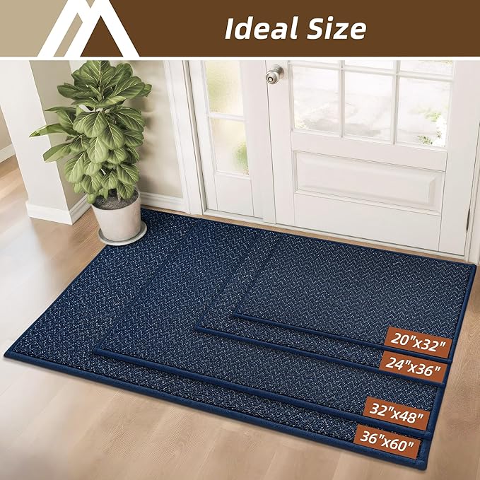 COSY HOMEER-Door-Mat 20" x 32" Non Slip Absorbent Entryway Rugs Dirt Trapper Doormats Washable Entrance Mats Low Pile Welcome Floor Mat for Front Back Door and Entry Mats,Navy Blue
