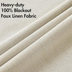 MIULEE 100% Blackout Linen Textured Curtains for Bedroom Solid Thermal Insulated Cream Grommet Room Darkening Curtains & Drapes Luxury Decor for Living Room Nursery 42 x 63 Inch (2 Panels)