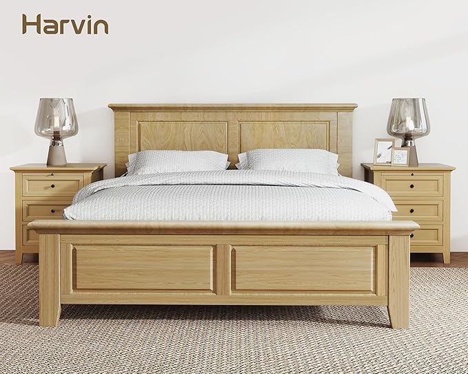 Harvin 3 Drawers Nightstand, Solid Wood End Table with Pull-Out Shelf, Timeless Classic Side Table for Bedroom, Living Room or Home Offices
