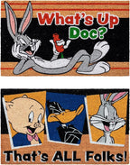 Gertmenian Looney Tunes Coir Doormat - 2x3 Welcome Mat (2-Pack), Ideal for High Traffic Areas in Front Door, Garage, Entryway - Warner Bros. Doc/Folks, 80029
