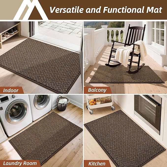 COSY HOMEER-Door-Mat 32"x48" Non Slip Absorbent Entryway Rugs Dirt Trapper Doormats Washable Entrance Mats Low Pile Welcome Floor Mat for Front Back Door and Entry Mats,Brown