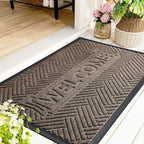 Mibao Front Door Mat Outside Entrance, Durable Outdoor Indoor Mat, Low Profile Heavy Duty Doormat, Non-Slip, Traps Dirt and Moisture, Easy Clean Patio Porch Entryway Mat, 36" x 24", Brown