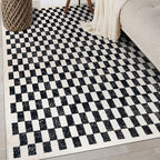 Rugshop Black and White Checkered Area Rug – High-Contrast Grid Pattern Carpet for Living Room, Bedroom, or Dorm – Trendy Contemporary Soft Floor Décor 4' x 6' Black