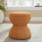 VANOMi Multi-Functional Boucle Ottoman, Vanity Stool Chair, Sturdy Wooden Footstool, Suitable for Living Room, Bedroom, and Entryway, Without Installation, Curry