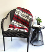 Del Mex Classic Mexican Blanket, Large Authentic Woven Falsa Throw (70"x50"), Artisan Southwest Décor for Beach, Yoga, Outdoors (Red)