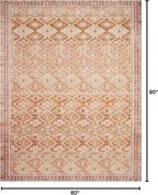 Loloi Layla Collection LAY-16 Natural/Spice 5'-0" x 7'-6" .13" Thick Area Rug, Soft, Durable, Vintage Inspired, Distressed, Low Pile, Non-Shedding, Easy Clean, Printed, Living Room Rug