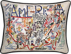 Catstudio United States of America Embroidered Pillow - U.S.A. Souvenir Decorative Throw Pillow with Original Artwork for Patriots, Travel Souvenir