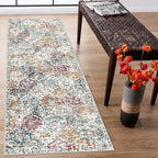 Lahome Moroccan Hallway Rug, 2'5''x8' Kitchen Runner Rugs Non Skid Washable Runners for Hallways, Ultra-Thin Oriental Carpet for Entryway Laundry Room Bedroom Bathroom, Aqua/Multi