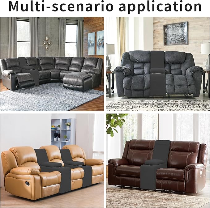 Easy-Going 2-Piece Recliner Console Cover for Reclining Loveseat Covers Stretch Jacquard Middle Console Cover for Recliner Couch and Sofa Dark Gray