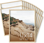 Haus and Hues 11x14 Natural Oak Wood Picture Frames Set of 25 - Premium Bulk Picture Frames 11x14 Bundle - Elegant Gallery Wall Frame Set for Posters, Art Display - Ideal for Wall Decor in Home &