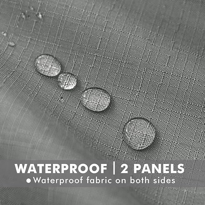 HolidayIdeas 4 Panels Linen Outdoor Curtains for Patio Waterproof Curtains 54" Wide x 84" Long-Indoor/Outdoor Light Grey Curtains Waterproof, Privacy for Pergola, Porch, Gazebo, Backyard, Sunroom