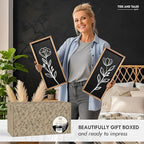 3D Vintage Black Living Room Decor (Set of 2) Lightweight, Wooden Ready-to-Hang Framed Moody Floral Wall Art for Bathroom, Bedroom or Office - Dark Textured Boho Farmhouse Wall Decor - Gift-Boxed