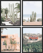 SIGNWIN Framed Cactus Desert Wall Art, Set of 4 Cactus Desert Wall Decor Prints, Nature Wilderness Wall Décor for Living Room, Bedroom - 12"x16" Black