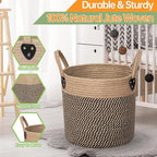 14"x12" Natural Jute Rope Woven Storage Basket with Handles for Plant, Blankets,Toys,Clothes,Shoes - Living Room Home Decor,Multifunctional Basket for Organizer,Picnic,Artificial Tree
