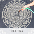 CAMILSON Outdoor Rug 10x14 Modern Area Rugs for Large Indoor and Outdoor Patios and Porches - Waterproof Washable Non-Shedding Easy-to-Clean Outside Carpet (10 x 14, Medallion - Blue/White)