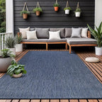 Washable Indoor Outdoor Rug 8x10 Weather Resistant Area Rugs Modern Solid for Porch Deck Balcony Backyard Patio Outside Carpet (8 X 10 Azure Blue)