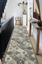 Lahome Moroccan Washable Runner Rug Non Slip, 2x10 Runner Rugs for Hallway 2x10 Vintage Ultra-Thin Throw Long Carpet for Kitchen Entryway Bedroom Laundry Room, Grey