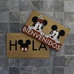 Gertmenian Disney Mickey Mouse Doormat Rug Retro Front Door Coir Mat Welcome Home Indoor Outdoor Entryway Carpet, 2-Pack 20x34, Minnie Bienvenidos/Hola
