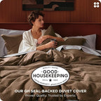 Bedsure Cotton Duvet Cover King - 100% Cotton Waffle Weave Brown Duvet Cover King Size, GentleSoft™ and Breathable Bedding Set for All Season, 3 Pieces, 104"x90"