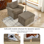 35.82” Accent Chair with Ottoman Upholstered Living Room Chairs for Reading Chair with Chaise Lounge Chairs Indoor, Comfortable Armchair for Bedroom (Brown, 35.82")