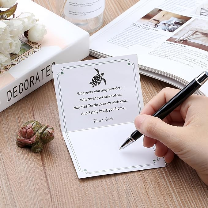 QINJIEJIE Travel Turtle Figurines for Travelers Best Travel Gifts for Women Men Unakite Crystal Healing Crystals Sea Turtle Lovers Office Desk Decor Good Luck Gifts for Traveling Abroad