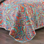 Travan 3-Piece Bedspread Quilt Set Oversized Quilted Bedding Reversible Cotton Coverlet Set with Shams, Gorgeous Floral Pattern, King Size