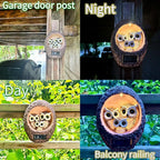 Garden Owl Family Tree Hugger Statue Solar Powered Outdoor Wall Mounted Figurine Light Resin Sculpture Home Decoration Housewarming Ornament Unique Gift