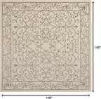 JONATHAN Y Vintage Filigree Indoor Outdoor Square Area Rug 9X9 Beige/Brown, Charleston Textured Weave for Backyard, Patio, Porch, Easy-Cleaning, High Traffic, Pet-Friendly, Non-Shedding (SMB106A-9SQ)