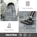 RUGSURE Washable Area Rug - 1/6 Thick - Stain & Water Resistant Non-Slip - Resistant Rug for Living Room, Bedroom, Nursery, Pet & Child Friendly, Vintage Charm Area Rugs (Grey+LightTeal, 9' x 12')