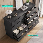 LINSY HOME 8 Drawer Dresser for Bedroom, 53" Wide Chest of Deep Drawers, Modern Farmhouse Wood Dressers with Storage, Large Drawer Organizer for Bedroom, Living Room, Handless Design, Black