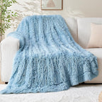 GONAAP Fuzzy Faux Fur Throw Blanket Light Blue Super Soft Cozy Plush Fuzzy Shaggy Blanket for Couch Sofa Bed (Light Blue, Throw(50"x60"))