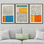 SIGNWIN Framed Canvas Print Wall Art Set Mid-Century Vibrant Color Block Collage Abstract Geometric Illustrations Graffiti & Street Art Modern Art for Living Room, Bedroom, Office - 24"x36"x3 Black