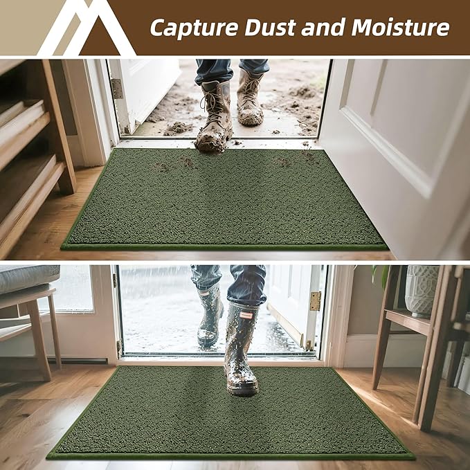 COSY HOMEER-Door-Mat 32"x48" Non Slip Absorbent Entryway Rugs Dirt Trapper Doormats Washable Entrance Mats Low Pile Welcome Floor Mat for Front Back Door and Entry Mats,Green