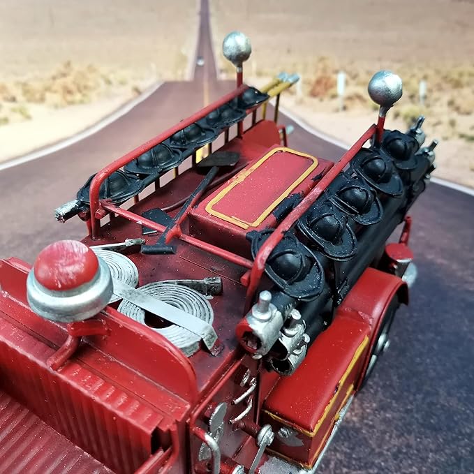 Fire Truck American Antique Decorative Firetruck Model Statue Figurine Retro Style Handcraft Gifts Collectibles…