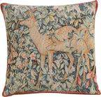 Charlotte Home Furnishings Decorative Tapestry Pillow Cover 14x14 in, Green Two Does Couch Throw Pillow Cover, French Country Square Cushion Cases for Bed Room Home Decor, Soft Cotton Jacquard Woven