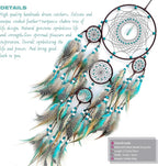 Large Dream Catchers,Boho Handmade Woven Turquoise Dream Catcher Wall Hanging Ornament for Bedroom Living Room Apartment Wedding Party Decor, Festival Blessing Gift (Turquoise)