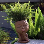 Face Flower Pots Head Planter, Cute Resin Planters for Indoor Outdoor Plants, Macetas para Plantas Funny Head Plant Pot