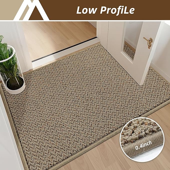 COSY HOMEER-Door-Mat 20" x 32" Non Slip Absorbent Entryway Rugs Dirt Trapper Doormats Washable Entrance Mats Low Pile Welcome Floor Mat for Front Back Door and Entry Mats,Taupe