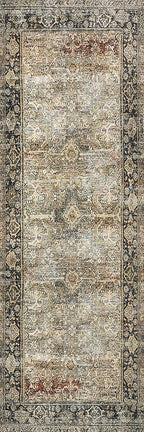 Loloi Layla Collection LAY-03 Olive/Charcoal 2'-3" x 3'-9" .13" Thick Accent Rug, Soft, Durable, Vintage Inspired, Distressed, Low Pile, Non-Shedding, Easy Clean, Printed, Living Room Rug