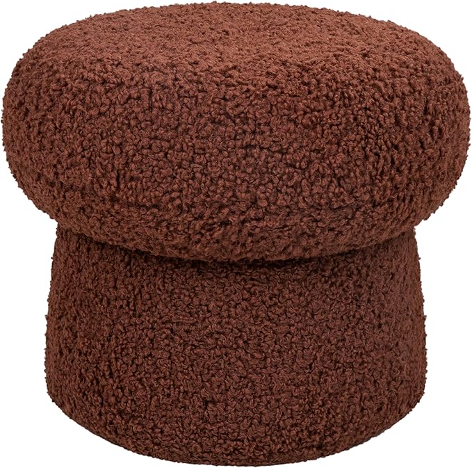 Babyletto Kids Mini Mushroom Pouf - Ottoman Foot Rest - Poofy Plush, Round Footrest Stool for Couch - GREENGUARD Certified Soft & Stuffed, Comfy Small Pouf Ottoman for Living Room/Nursery Floor, Rouge