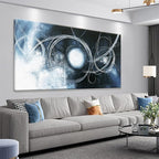 TAIJXAGSG Abstract Wall Art Modern Wall Decorations Maximalist Dark Blue Canvas Wall Art Decor Prints White Line Artwork For Living Room Bedroom Kitchen Office Artwork Ready To Hang 24"×48"