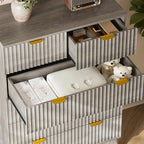 46" Tall Dresser for Bedroom, 6-Drawer Fluted Chest of Drawers, Modern Wood Highboy with Deep Storage, Metal Slides and Handles, Anti-Tip Kit, Vertical Clothes Organizer for Apartment, Nursery